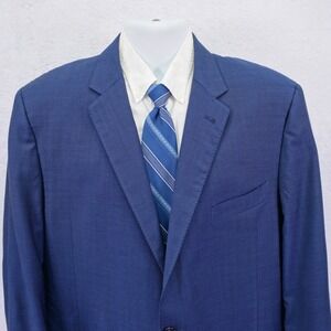 Joseph Abboud Angelico Wool Blue Birdseye 2 Button Blazer 46R
